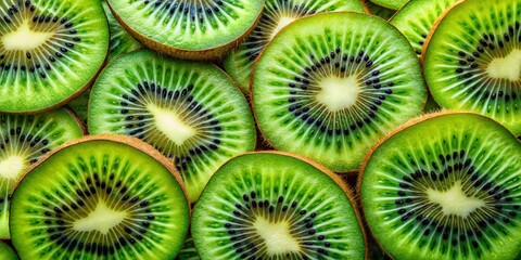 Hyperrealistic Macro Photography of Kiwi Slices Showcasing Intricate Textures, Vivid Colors, and Fine Details, Ideal for Culinary Arts and Health-Related Content