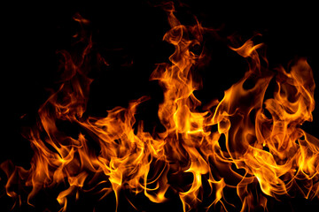 Fototapeta premium Fire flame texture for banner background. Burn abstract lights.