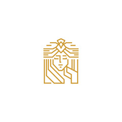 Print luxury minimalist logo of a goddess, line art