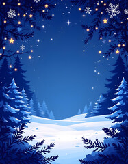 Christmas background with christmas tree silhouettes, blue background