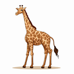 Obraz premium Cute Cartoon Giraffe Line Vector Illustration