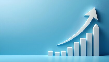 A white graph with an upward trend on a blue background, symbolizing growth and progress in data analysis or business performance.