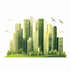 Modern Green Buildings Cityscape Scene Poster Vector Illustration