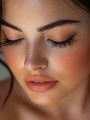 Fototapeta premium Close-up portrait highlighting the beauty and features of a full-figured woman