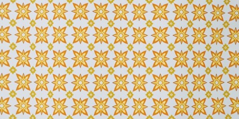 White background featuring intricate yellow and orange geometric shapes in a repeating pattern creating an abstract design, abstract, background, visual interest