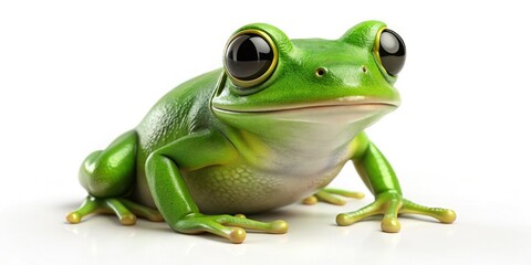 Obraz premium Adorable 3D Frog Render on White Background for Food Photography Inspiration