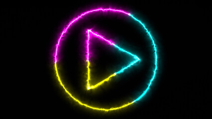 Animation of glowing portal play button icon. Press to play. Start button sign. Music play button icon.