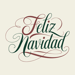 Obraz premium Feliz Navidad calligraphic Spanish Christmas tree Winter Vector Background text tshirt illustration for tshirt trendy tee greeting card posters stickers banner and print design