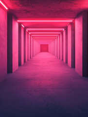 Fototapeta premium Neon light installation modern gallery digital art urban environment perspective contemporary aesthetics