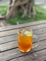 Refreshing Lemon Iced Tea in a Glass Mug