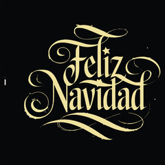 Feliz Navidad calligraphic Spanish Christmas tree Winter Vector Background text tshirt illustration for tshirt trendy tee greeting card posters  stickers  banner and print design