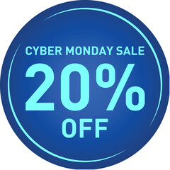 Cyber Monday Sale Twenty Percent Discount Vector Sticker Tag