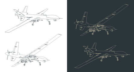 Fototapeta premium Military drone illustrations