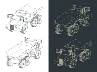 Mining dump truck isometric blueprints