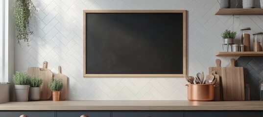 Modern Kitchen with a Black Chalkboard