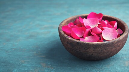 Decorative Rose Petals in Wooden Bowl Home Decor Still Life Serene Environment Close-up Nature's Beauty