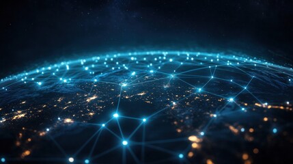 Global Network Connection with Glowing Nodes