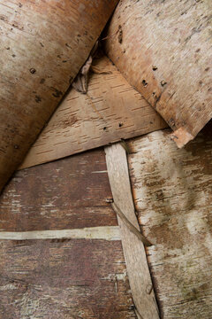 Usa, Maine, Acadia National Park. Detail of wigwam structure on the grounds of the Abbe Museum