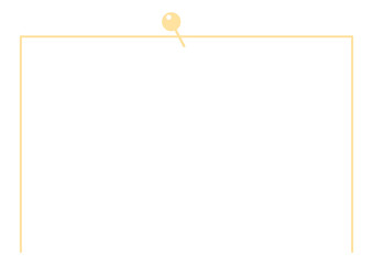 黄色のピンで留めた紙のフレーム