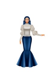 fashion illustration of a woman wearing a charming classic luxury dress for fashion design illustration needs