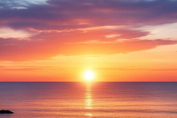 Serene Sunset Over Calm Ocean Beautiful Sky Colors Reflection Nature Landscape