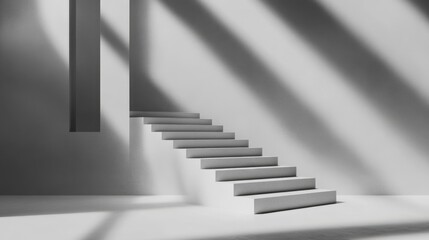 Obraz premium modern architectural staircase with shadows and light play