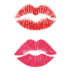 lipstick kiss makeup print. sexy pink and red lips vector illustration template design