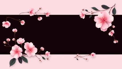 Elegant black friday banner with soft pink tones, delicate floral accents for online promotions,  hyper realistic,  accents,  minimalistic