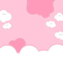 Cute Kawaii Abstract Cloud Landscape Background 