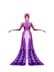 fashion illustration of a woman wearing a charming classic luxury dress for fashion design illustration needs