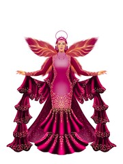 Fototapeta premium fashion illustration of a woman wearing a charming classic luxury dress for fashion design illustration needs