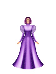 Fototapeta premium fashion illustration of a woman wearing a charming classic luxury dress for fashion design illustration needs