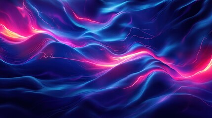 Obraz premium High-energy abstract lightning, dark blue background, neon light effects 