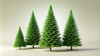 Fototapeta premium Minimalist Composition of Isolated Evergreen Trees on a Clean Background for Nature and Design Enthusiasts