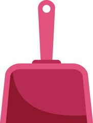 Pink dustpan standing up on a white background