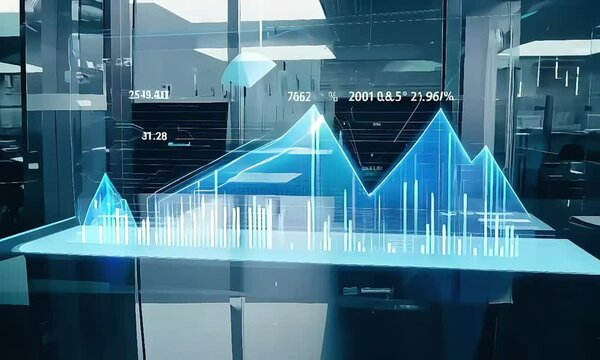 Futuristic Digital Data Visualization in a High-Tech Environment