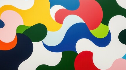 modern abstract art. A vibrant abstract design featuring colorful, wavy shapes in various hues, creating a dynamic and playful visual experience.