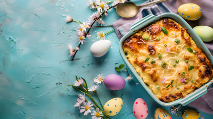Easter themed casserole dish, food photography