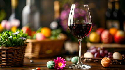 Easter themed red wine, food photography