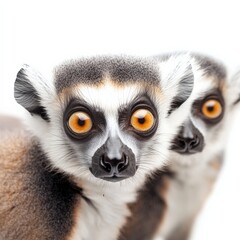 Obraz premium two curious primates with striking eyes looking directly at the camera
