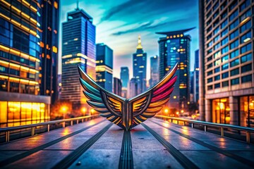 Fototapeta premium Modern Creative Wing Logo Design in Urban Style Featuring a Premium Aesthetic with Dynamic Colors and Sleek Shapes, Perfect for Branding and Marketing Visuals