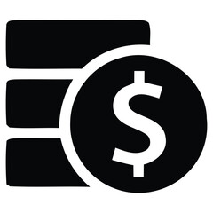 Money Coin icon black color.