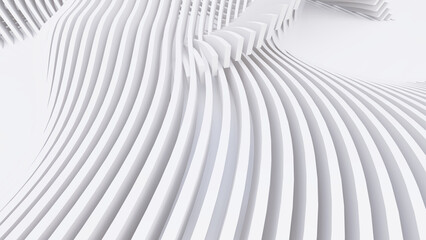 Abstract Curved Shapes. White Circular Background.