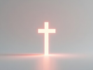 Naklejka premium minimalist glowing cross on a neutral background