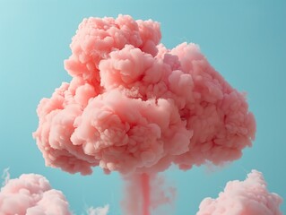 Abstract Pink Smoke Cloud Formation - Dreamy Pastel Sky Background