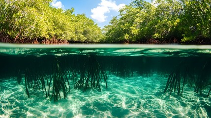 Obraz premium Mangrove Forest Underwater Scene
