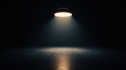 a solitary light illuminating a dark space, creating a dramatic atmosphere