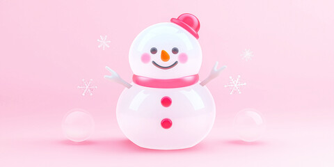 Simple Gummy Whimsical Snowman Graphic: Light pink backdrop and copyspace