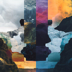 Vividly Textured Landscape with Symmetrical Silhouettes