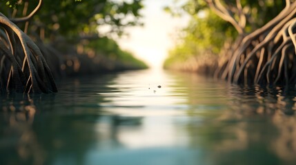 Serene Mangrove Tunnel Sunset